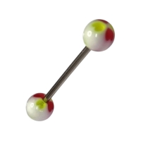 Stalen Tongpiercing Acryl Hartjes - Groen Rood -