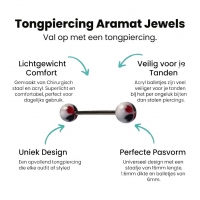 Stalen Tongpiercing Klavertje Vier met Hartjes -
