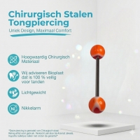 Driekleurig Acryl Hartje Tongpiercing -