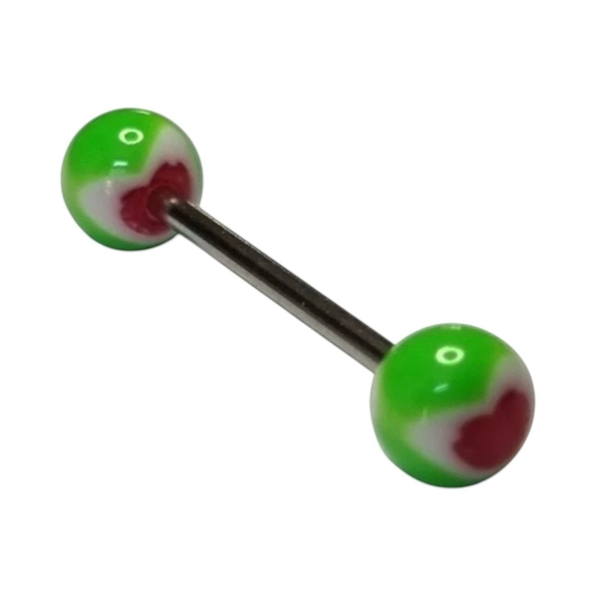 Groen Acryl Hart Stalen Tongpiercing -