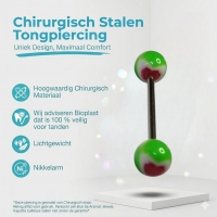 Groen Acryl Hart Stalen Tongpiercing -