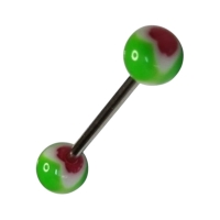Groen Acryl Hart Stalen Tongpiercing -