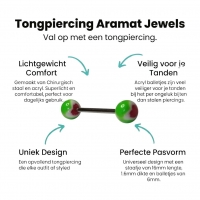 Groen Acryl Hart Stalen Tongpiercing -