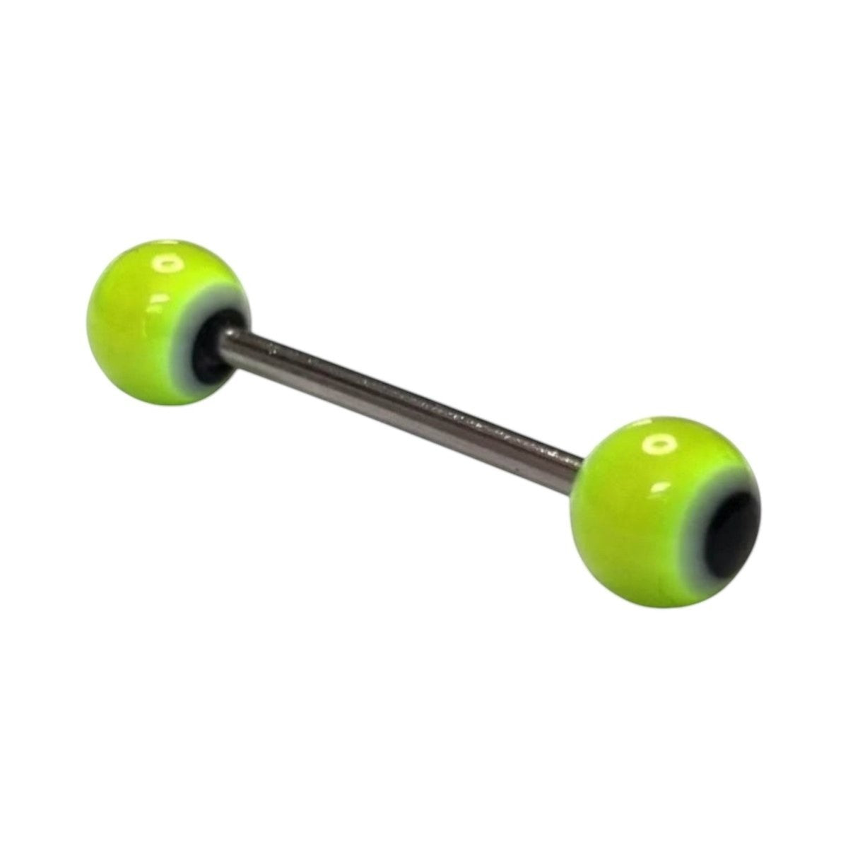 Felgele en Zwarte Acryl Tongpiercing met Staal -