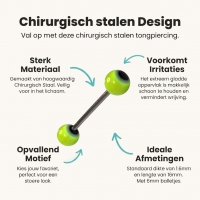 Felgele en Zwarte Acryl Tongpiercing met Staal -