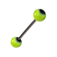 Felgele en Zwarte Acryl Tongpiercing met Staal -