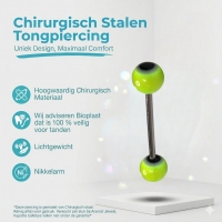 Felgele en Zwarte Acryl Tongpiercing met Staal -