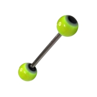 Felgele en Zwarte Acryl Tongpiercing met Staal -