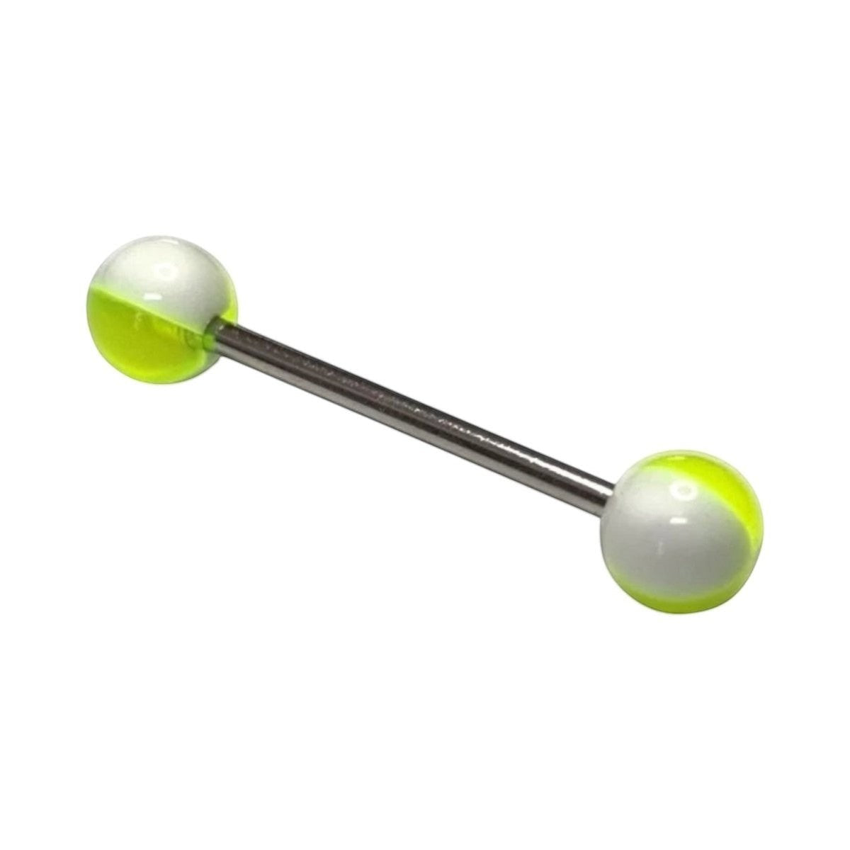 Felgele Tongpiercing met Wit Acryl Balletjes -