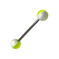 Felgele Tongpiercing met Wit Acryl Balletjes -