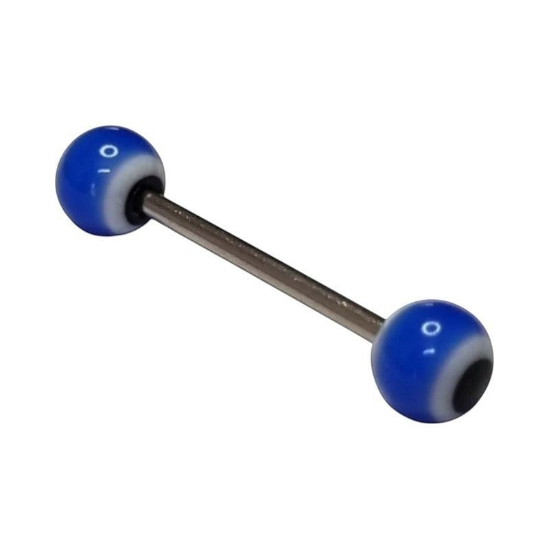Trendy Stalen Tongpiercing Acryl - Blauw en Wit -