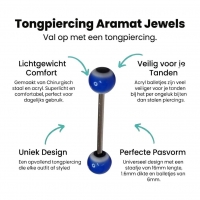 Trendy Stalen Tongpiercing Acryl - Blauw en Wit -