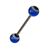 Trendy Stalen Tongpiercing Acryl - Blauw en Wit -