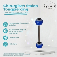 Trendy Stalen Tongpiercing Acryl - Blauw en Wit -