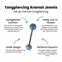 Stijlvolle Blauw Wit Stalen Tongpiercing -