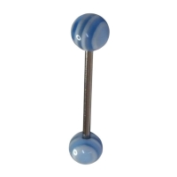 Stijlvolle Blauw Wit Stalen Tongpiercing -