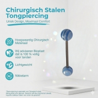 Stijlvolle Blauw Wit Stalen Tongpiercing -