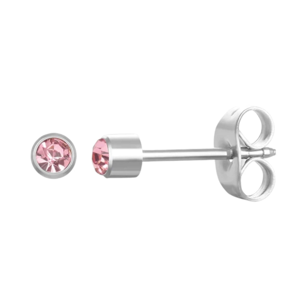 RVS Zweerknopjes Roze Zirkonia 3mm - Mini Oorstekers -
