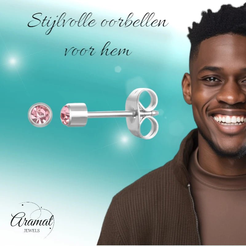 RVS Zweerknopjes Roze Zirkonia 3mm - Mini Oorstekers -