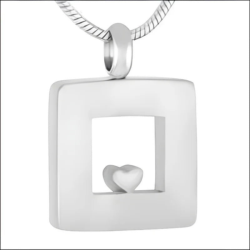RVS Ashanger Vierkant met Hartje Zilverkleurig &acirc;&euro;&ldquo; 26x19mm Gedenksieraad - Unisex