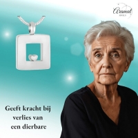 RVS Ashanger Vierkant met Hartje Zilverkleurig &acirc;&euro;&ldquo; 26x19mm Gedenksieraad - Unisex
