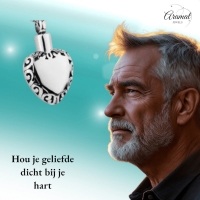 Hart Ashanger met Sierlijke Rand &acirc;&euro;&ldquo; Zilverkleurig Gedenksieraad Zonder Ketting - U