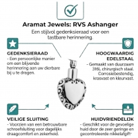 Hart Ashanger met Sierlijke Rand &acirc;&euro;&ldquo; Zilverkleurig Gedenksieraad Zonder Ketting - U