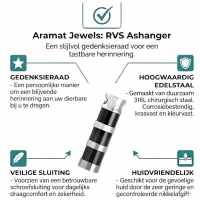 Ashanger Cilinder - RVS met Zwart-Zilveren Strepen - Heren