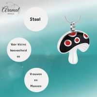 Stalen as-hanger paddenstoel rood emaille 31mm - Unisex