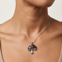 Stalen as-hanger paddenstoel rood emaille 31mm - Unisex