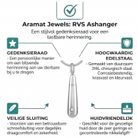 Stalen Buisvormige Ashanger met Zirkonia Steentje - Heren