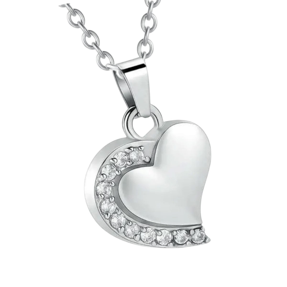 Ashanger hartje staal met zirkonia 24x19mm - Heren