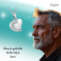 Ashanger hartje staal met zirkonia 24x19mm - Heren