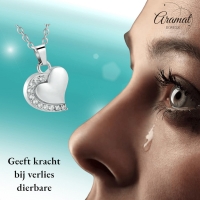 Ashanger hartje staal met zirkonia 24x19mm - Heren