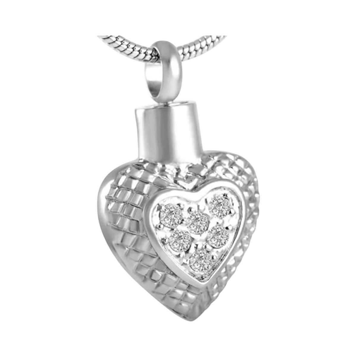 Hart ashanger met ruitjes en zirkonia &acirc;&euro;&ldquo; zilverkleur - Unisex