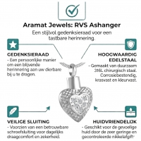 Hart ashanger met ruitjes en zirkonia &acirc;&euro;&ldquo; zilverkleur - Unisex