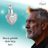 Hart ashanger met ruitjes en zirkonia &acirc;&euro;&ldquo; zilverkleur - Unisex
