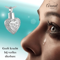 Hart ashanger met ruitjes en zirkonia &acirc;&euro;&ldquo; zilverkleur - Unisex