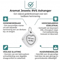 Vierkante ashanger staal met hartzirkonia 30x23mm - Heren