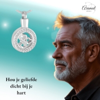 Ronde ashanger met 3 hartjes & kristalrand - Heren