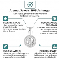 Ronde ashanger met 3 hartjes & kristalrand - Heren