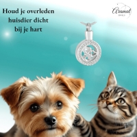 Ronde ashanger met 3 hartjes & kristalrand - Heren