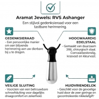 Bicolor Stalen Ashanger Buis Zilver & Zwart &acirc;&euro;&ldquo; 38mm Gedenksieraad - Unisex