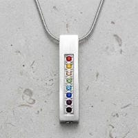 Stalen Buis Crematiehanger Multi-Zirkonia &acirc;&euro;&ldquo; 34mm Zilverkleurig Gedenksieraad - Un