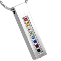 Stalen Buis Crematiehanger Multi-Zirkonia &acirc;&euro;&ldquo; 34mm Zilverkleurig Gedenksieraad - Un