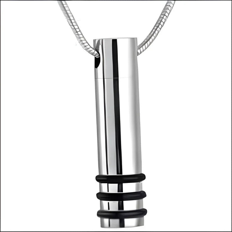 Stalen Cilinder Ashanger Zwart Gestreept &acirc;&euro;&ldquo; 38x10mm Gedenksieraad - Unisex