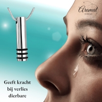 Stalen Cilinder Ashanger Zwart Gestreept &acirc;&euro;&ldquo; 38x10mm Gedenksieraad - Unisex