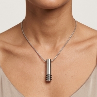 Stalen Cilinder Ashanger Zwart Gestreept &acirc;&euro;&ldquo; 38x10mm Gedenksieraad - Unisex
