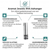 Stalen Cilinder Ashanger Zwart Gestreept &acirc;&euro;&ldquo; 38x10mm Gedenksieraad - Unisex
