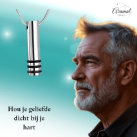 Stalen Cilinder Ashanger Zwart Gestreept &acirc;&euro;&ldquo; 38x10mm Gedenksieraad - Unisex